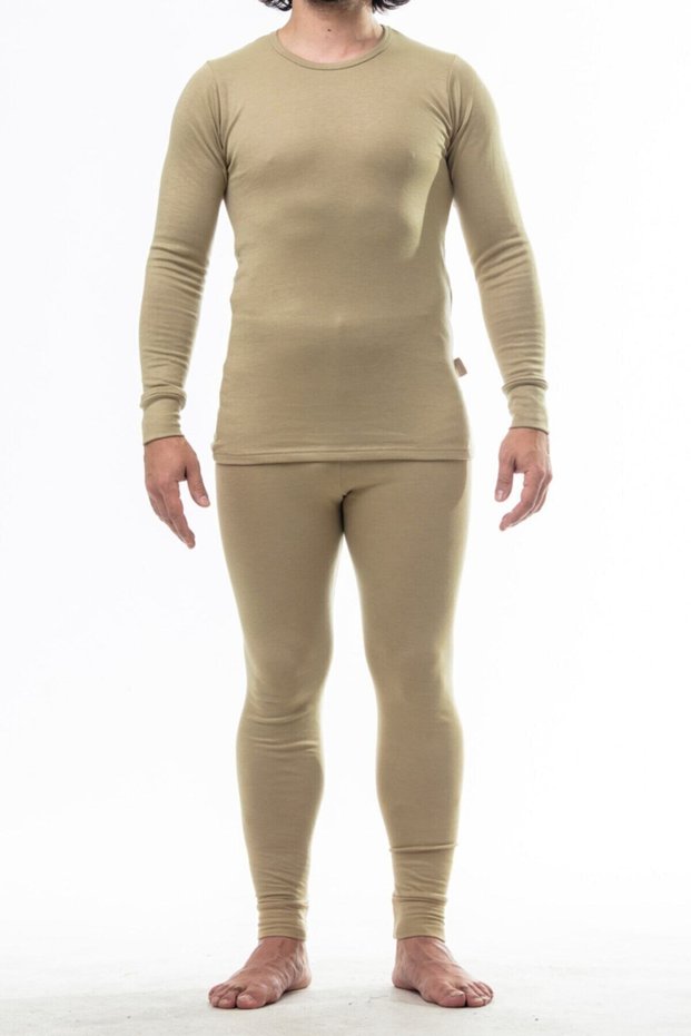 Khaki Colored Unisex Thermal Underwear -20 Degree Bottom-Upper Set