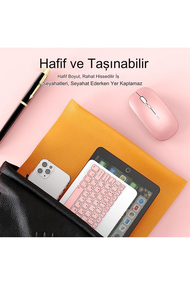 Kablosuz Klavye Ve Mouse Seti Bluetoothlu Şarj Edilebilir Windows İos Android Telefon Tablet Uyumlu - 5