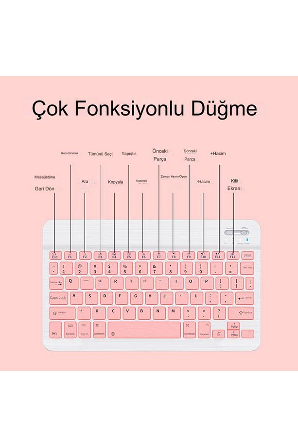 Kablosuz Klavye Ve Mouse Seti Bluetoothlu Şarj Edilebilir Windows İos Android Telefon Tablet Uyumlu - 3