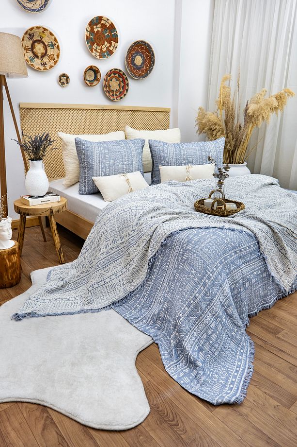 Aztek Desen 4 Katlı Multi Muslin %100 Pamuk Tek Kişillik Yatak Örtüsü 160x240cm - 4