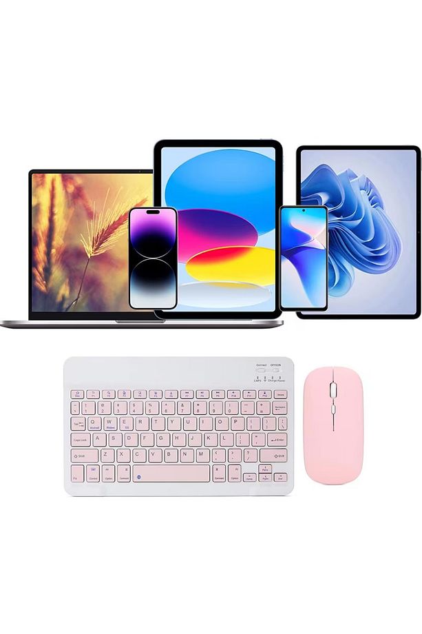 Kablosuz Klavye Ve Mouse Seti Bluetoothlu Şarj Edilebilir Windows İos Android Telefon Tablet Uyumlu - 6