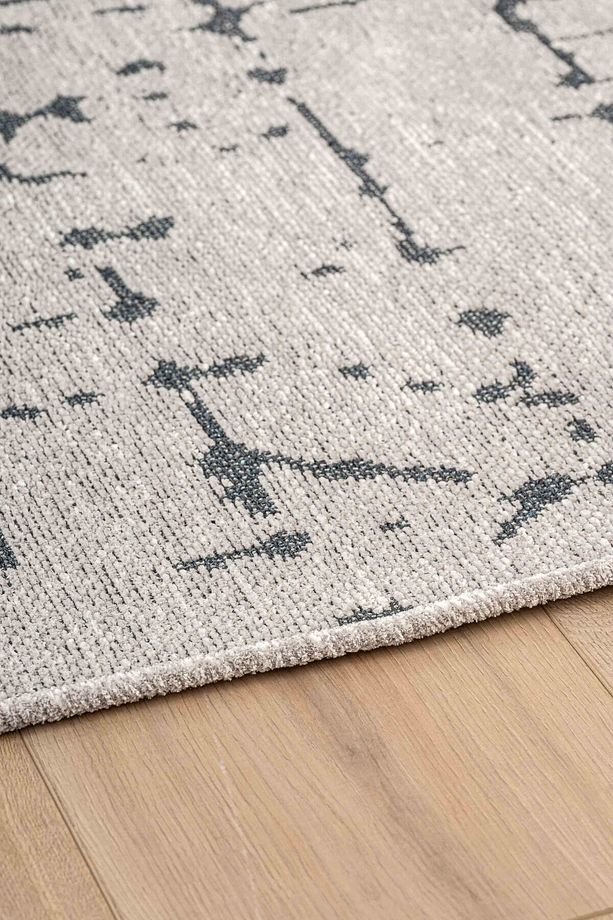 Moreno Viskon Dokuma Halı Kaymaz Taban Yıkanabilir Gri Siyah Salon Halısı 1360 - 5