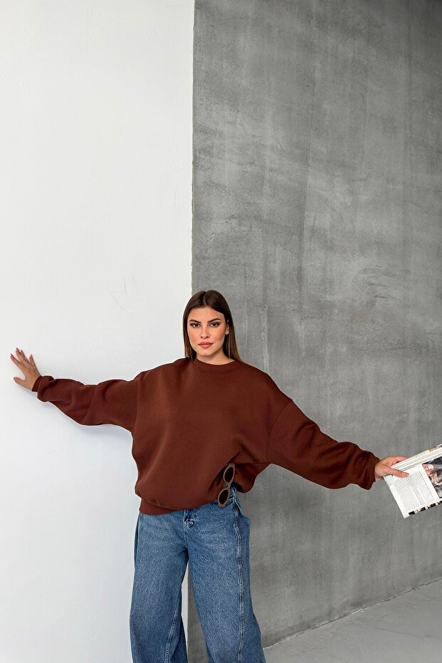 Sıfır Yaka Basic Sweatshirt - 1