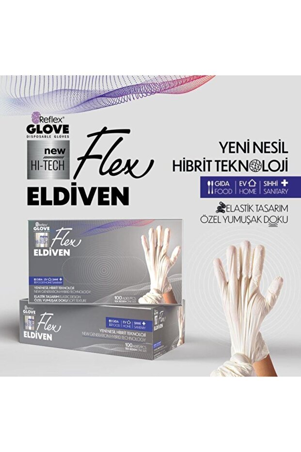 Flex Beyaz Pudrasız Eldiven 100 Lü Large - 2