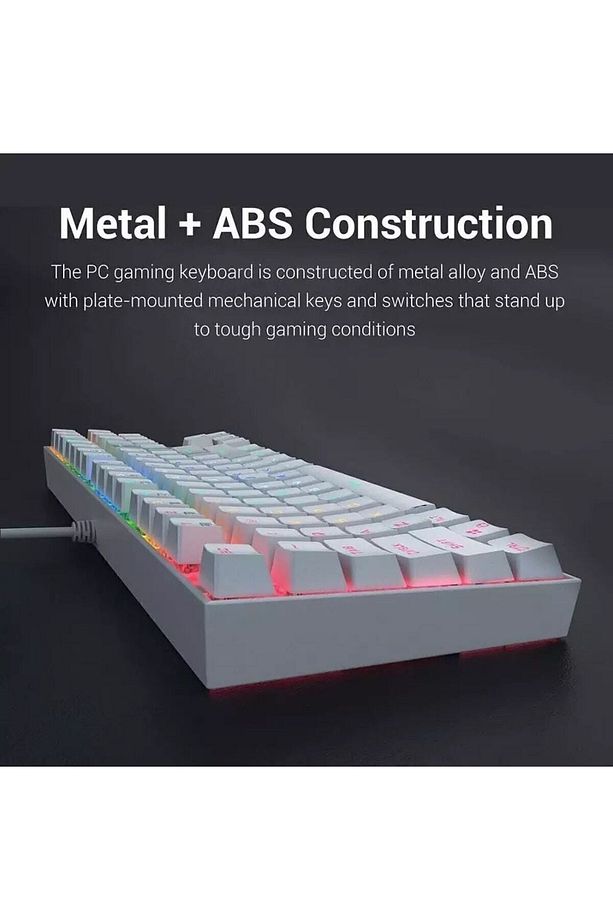 Trol Red Switch Mini Rgb Oyun Klavyesi Gaming Mekanik 62 Tuşlu 18 Rgb Led Usb Tip-c Kablosu Beyaz - 3