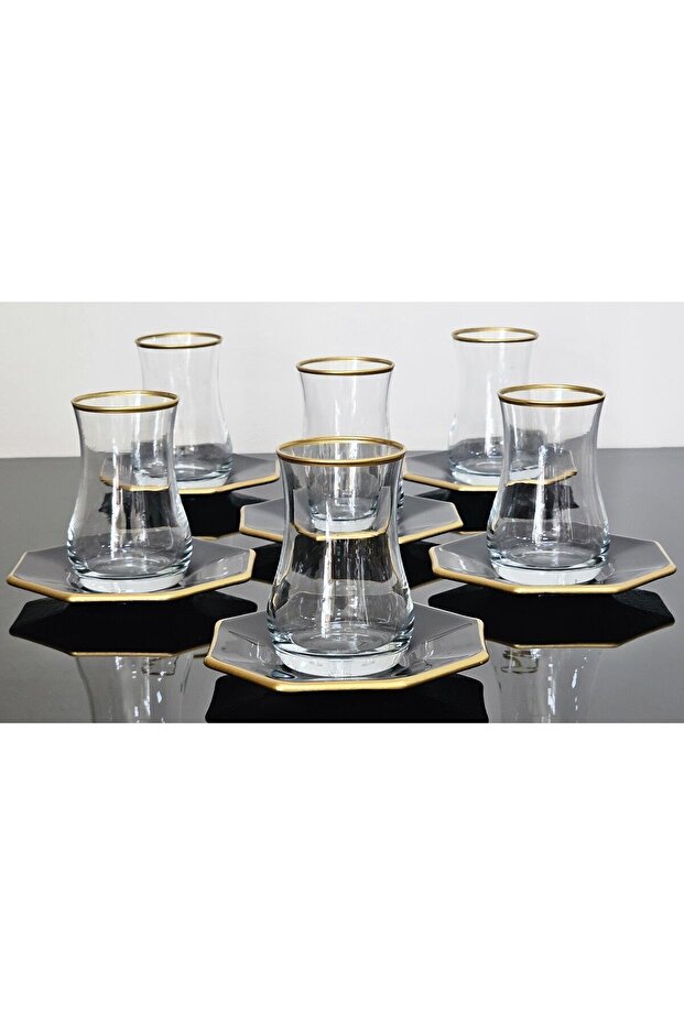 Atlas Black 12-Piece Tea Set for 6 People