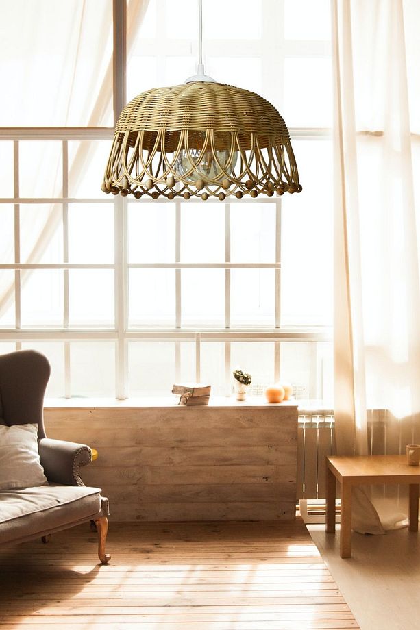 Rattan Bambu Hasır Sarkıt Avize Çap: 35 Cm Yükseklik: 20 Cm - 5