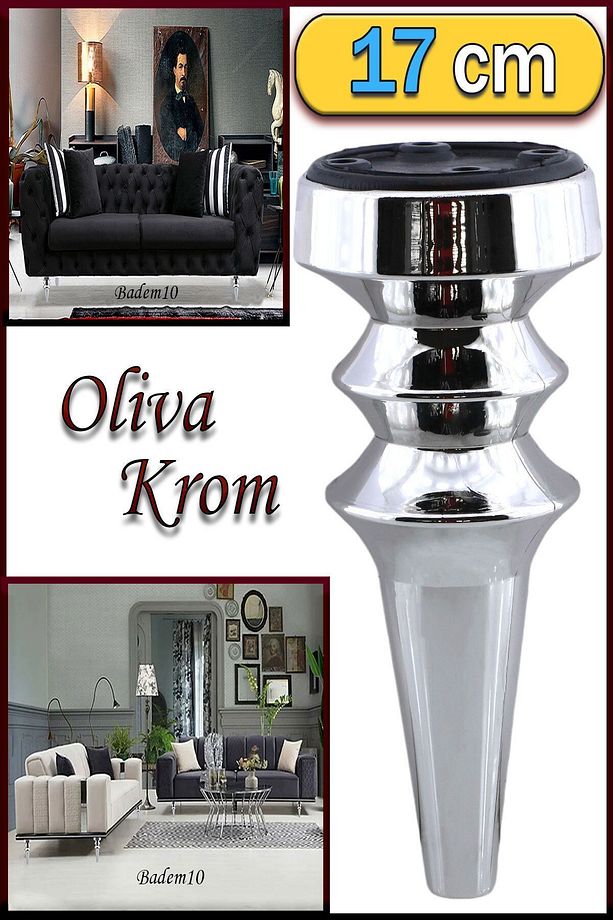 Oliva Krom 17 Cm Mobilya Kanepe Koltuk Tv Ünitesi Konsol Yükseltme Yükseltici Ayağı Ayakları - 1