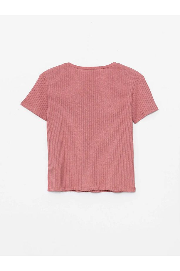 LCW ECO Bisiklet Yaka Düz Kısa Kollu Kadın Şortlu Pijama Takımı - 5