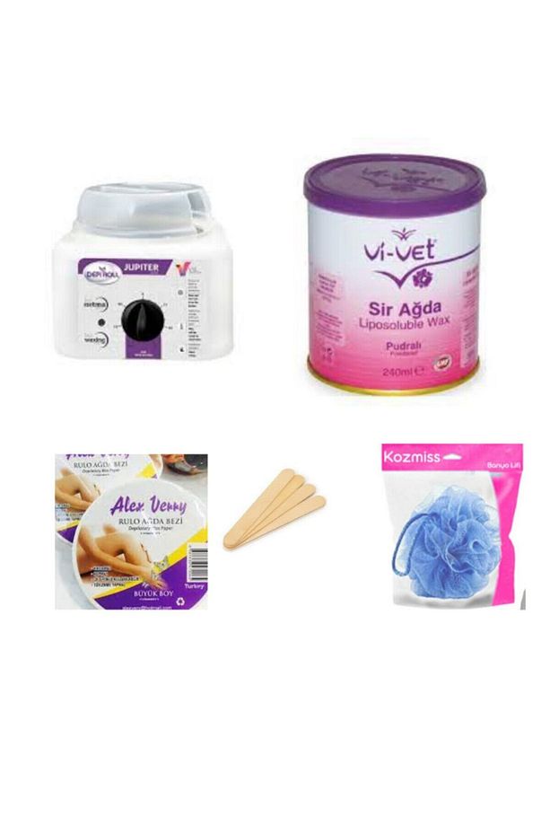 Pudralı Konserve Sir Ağda Seti 240ml - Profesyonel Depirol Ağda Isıtıcı Makinesi 5 Parça - 1