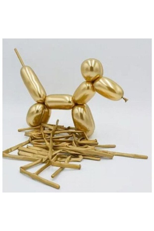 Chrome Gold Color Sausage Balloon 12 Pieces