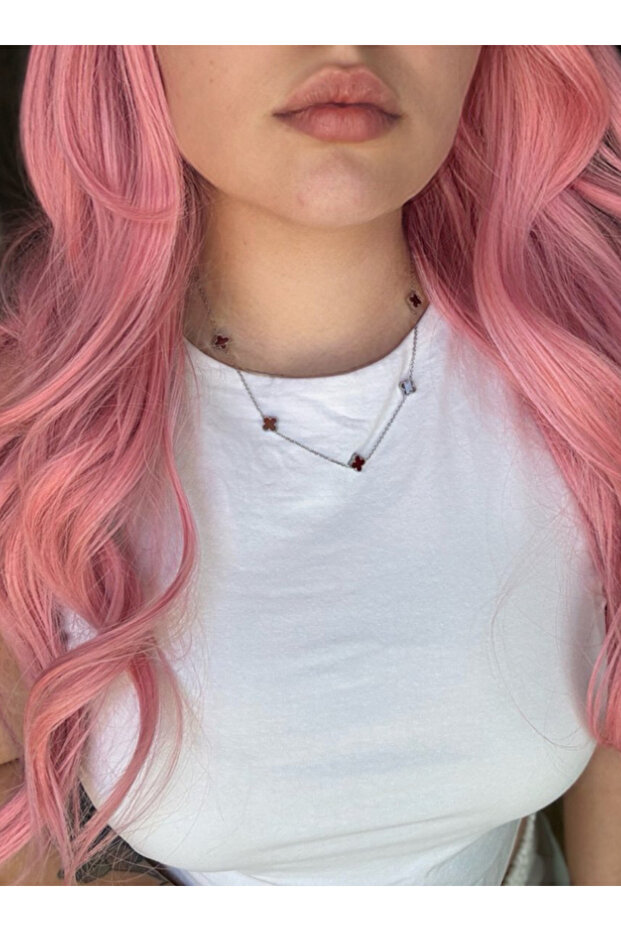 Bordo Çelik Kolye - 1