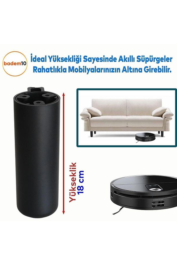 Kapsül Bohem (PREMİUM) Siyah 18 Cm Mobilya Kanepe Tv Ünitesi Koltuk Baza Yükseltici Ayağı Ayakları - 4