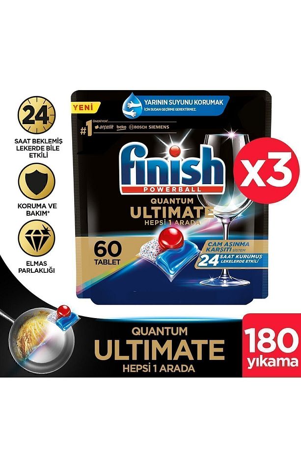 Quantum Ultimate Bulaşık Makinesi Deterjanı  Kapsül Tablet 180 Adet (60 x 3'lü) - 1