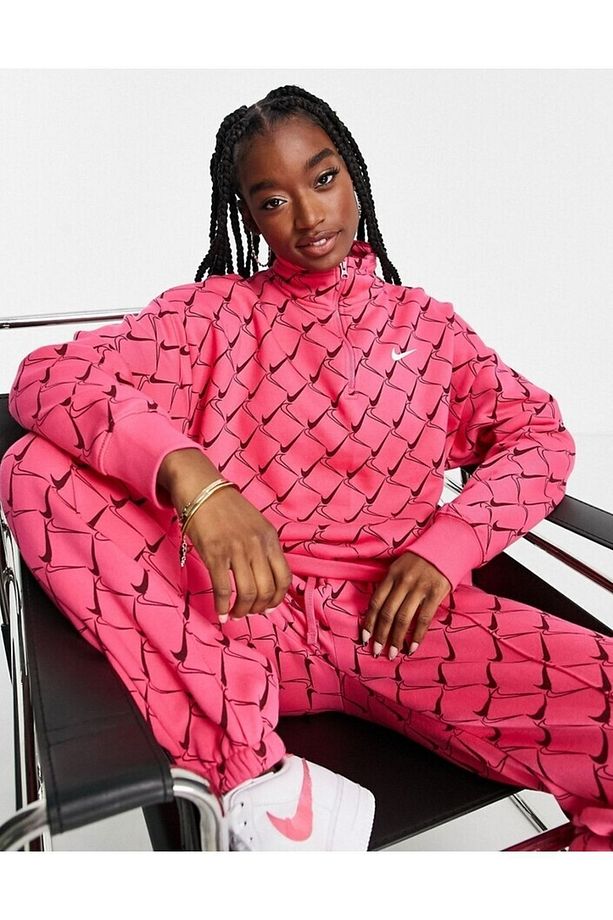 Oversized Joggers In Swoosh Print Kadın Eşofman Altı - 8