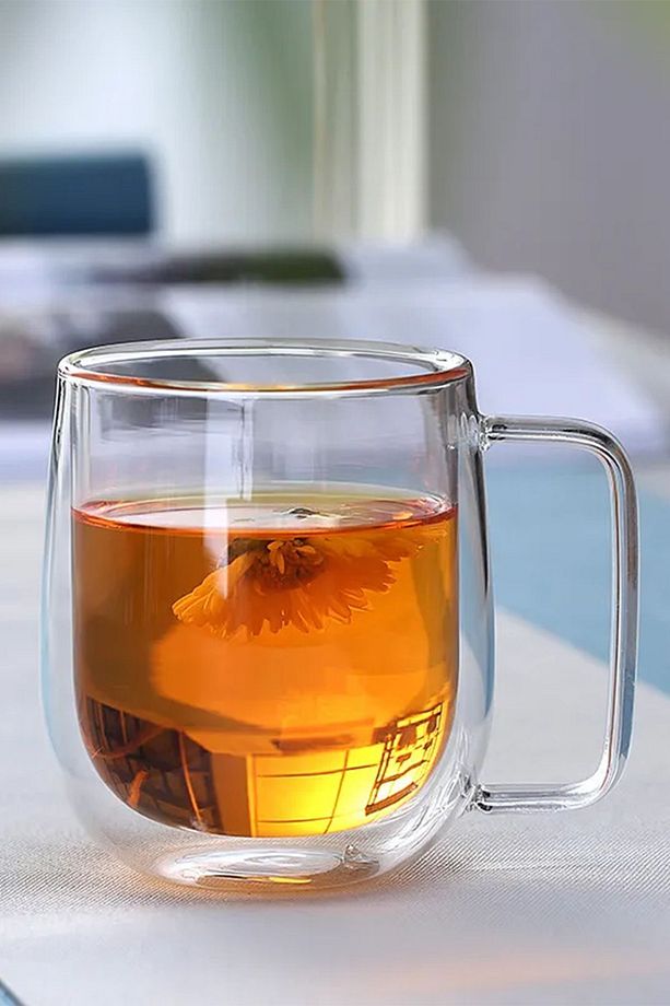 2 Adet Kulplu Çift Cidarlı Cam Çay Ve Kahve Kupası 250 ml - 4