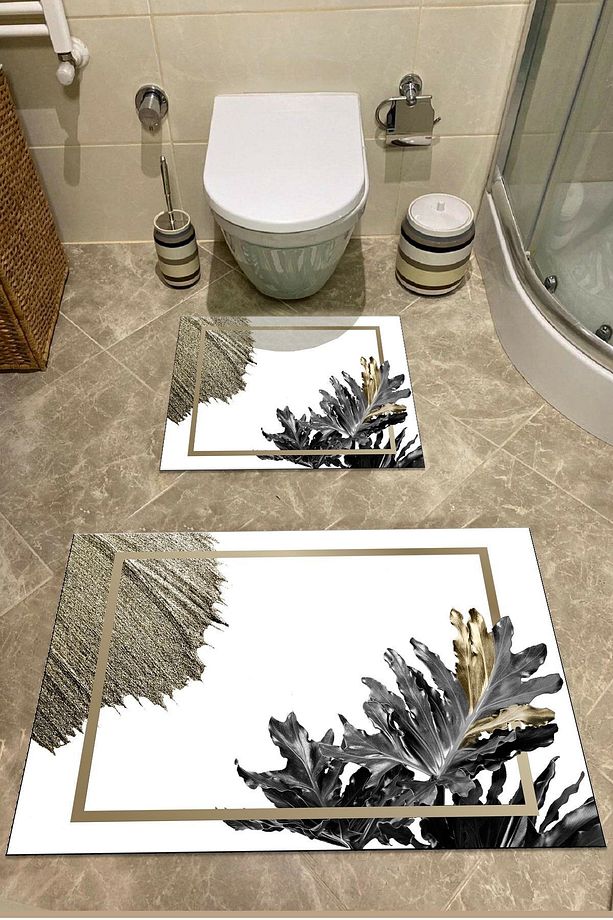 Banyo Paspası Klozet Takımı 2'li Kaymaz Tabanlı Set - 1