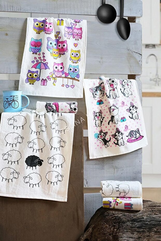 30X50 cm 3 Piece Kitchen Towels | Drying Cloth | Hand Towel-Hs-Printed-With-Lamb