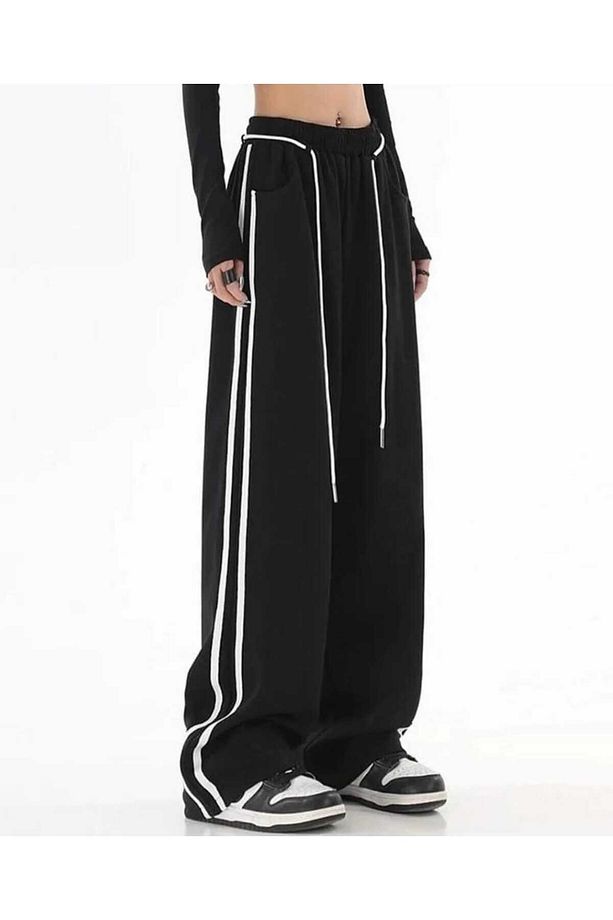 Y2K Şeritli Örme Unisex Eşofman Altı / Pantolon - 1