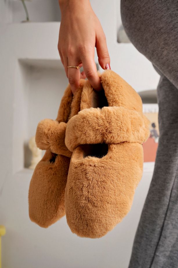 Ultra Yumuşak Peluş Kadın Ev Babeti Ses Yapmaz Hafif Taban Panduf - 3