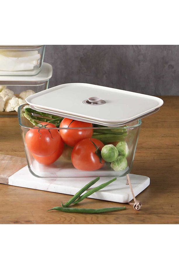Fika Clik Dikdörtgen Sızdırmaz Vakum Saklama Kabı Bej 2600 ml 2 Parça Set - 4
