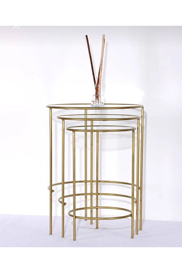 Mia 3’lü şeffaf camlı gold Zigon - 3