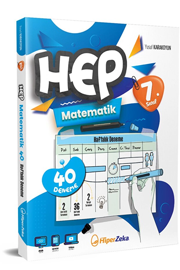 Hiper Zeka 2026 7. Sınıf Haftalık HEP Matematik 40 Deneme | Yusuf KARAKOYUN