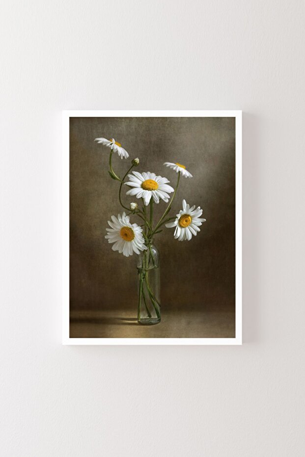 Flowers in a White Vase - Osman Hamdi Bey - White Frame