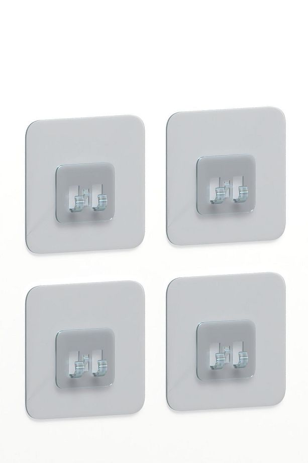7x7 CM Süper Güçlü Yapışkanlı Banyo Askısı Yedek 4 Adet Sticker Raf Tutucu Askı - 3
