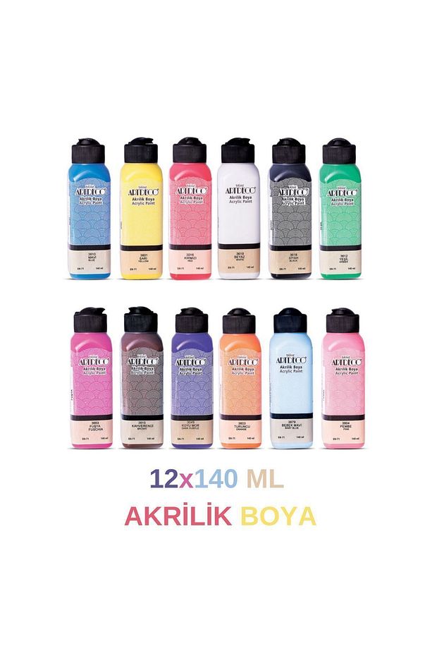 Artdeco 140 Ml Ana Renkler Akrilik Boya 12'li Set - 1