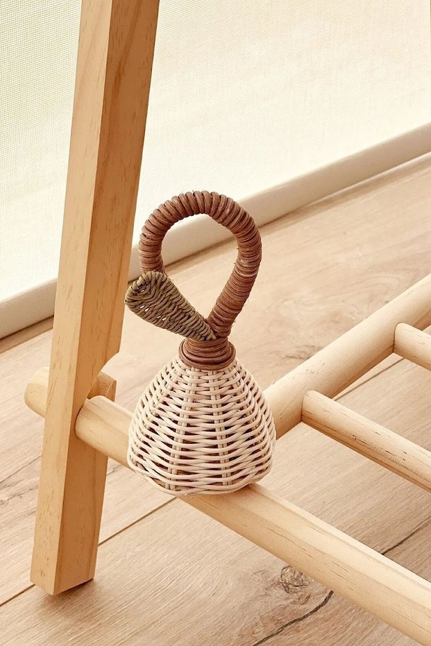 Baby Rattan Bamboo Rattle / Maracas Baby Gift, Healthy Toy, Baby Room Decor