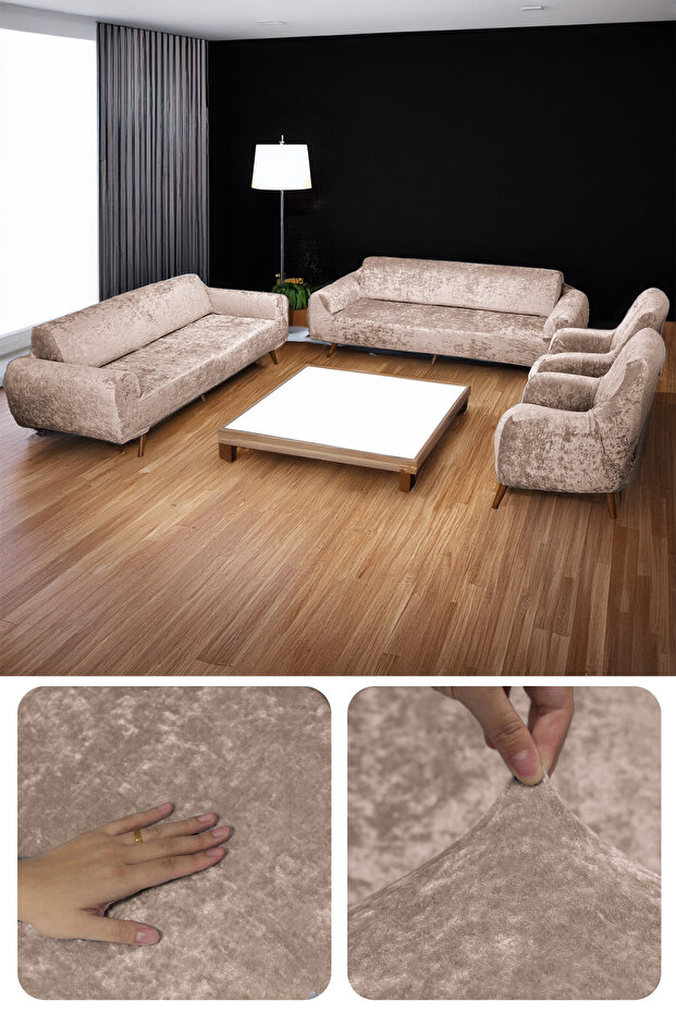 Velvet Sofa Cover Set - Elastic 3 3 1 1 Model, Sofa and Sofa Bed Cover