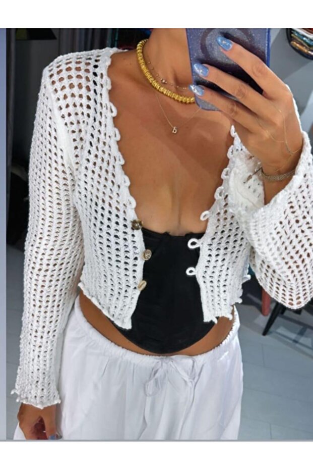 Delikli Crop Kazak - 1