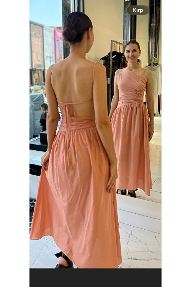 Siyah, Cut Out Maxi Elbise - 2