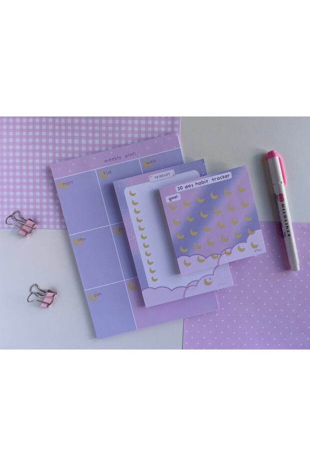 Mor Ay Planlayıcı Set Memopad/notepad/defter - 1