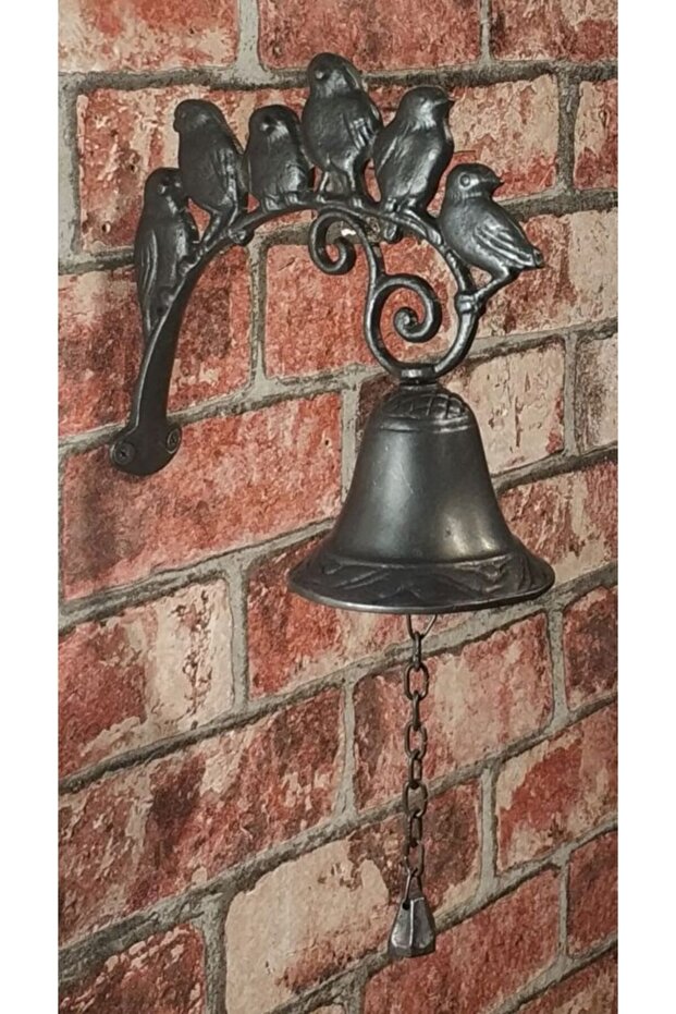 Handmade Brass Bird Door Chime, 6 Bird Chime, Oxide Black