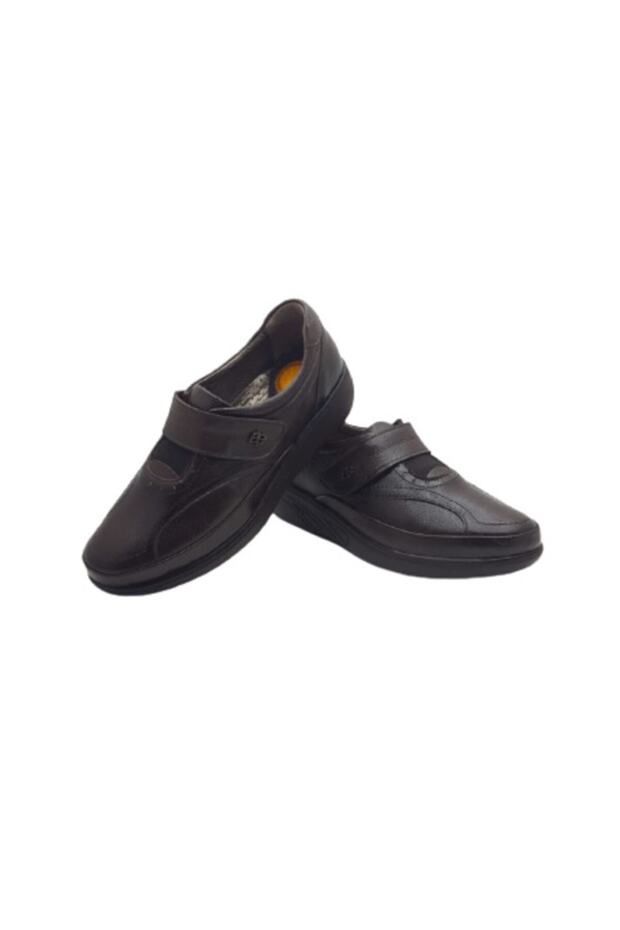 21058 Brown Orthopedic Women's Heel Gel Leather Shoes