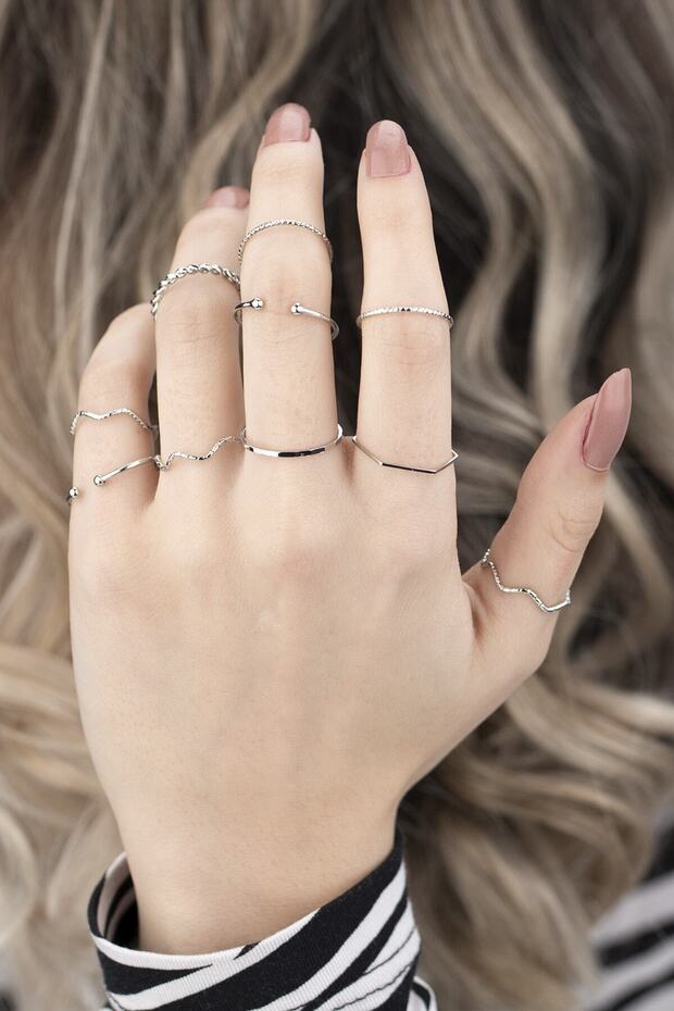 Ring Set Silver Color 10 Pieces 0029