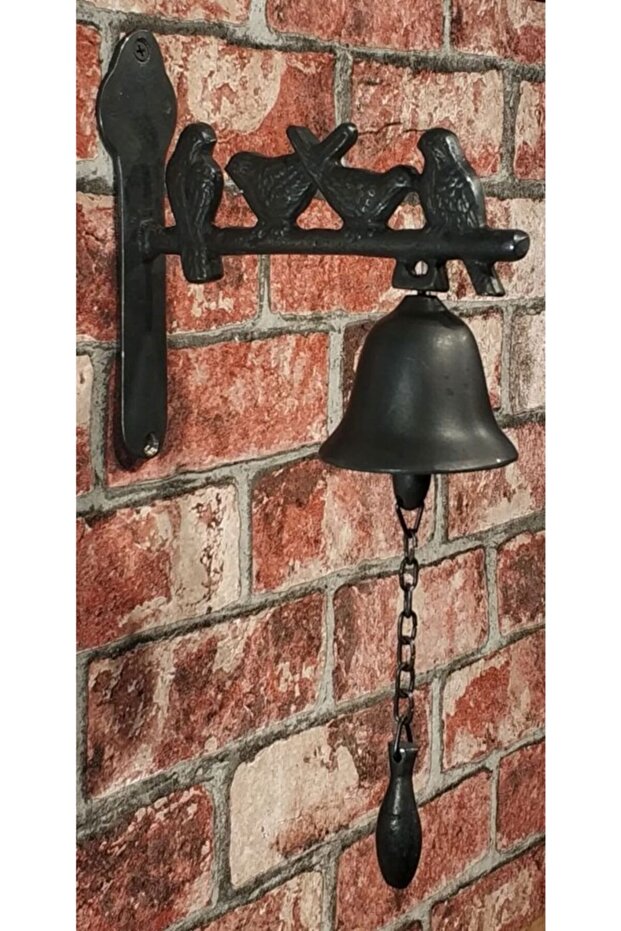 Handmade Brass Door Bell with Bird, 4 Bells with Bird, Oxide Black