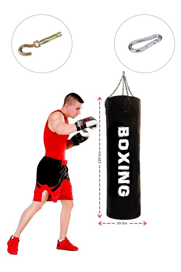 120 cmx35 cm Hazır Dolu Boks Kum Torbası + Tavan Askı Kancası - 2