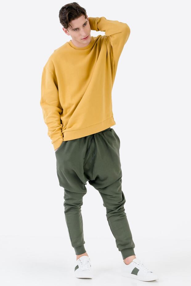 Oversized Haki Erkek Eşofman Altı - 5