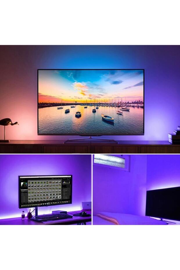 Bluetooth Kumandalı Tv Arkası Rgb Usb 3 Çipli Şerit Led 3mt - 4