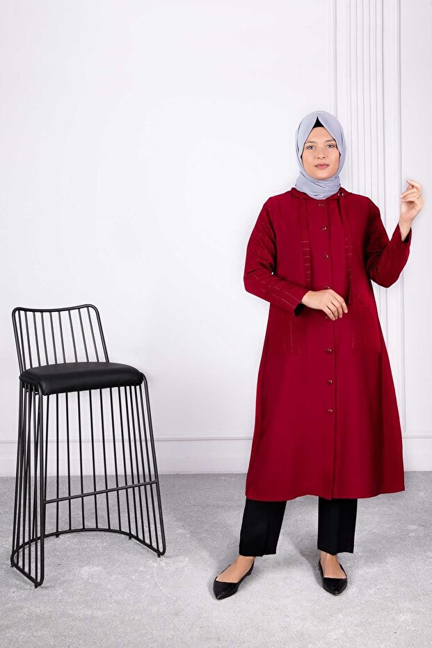 Claret Red Hijab Cap - Large Size 28012