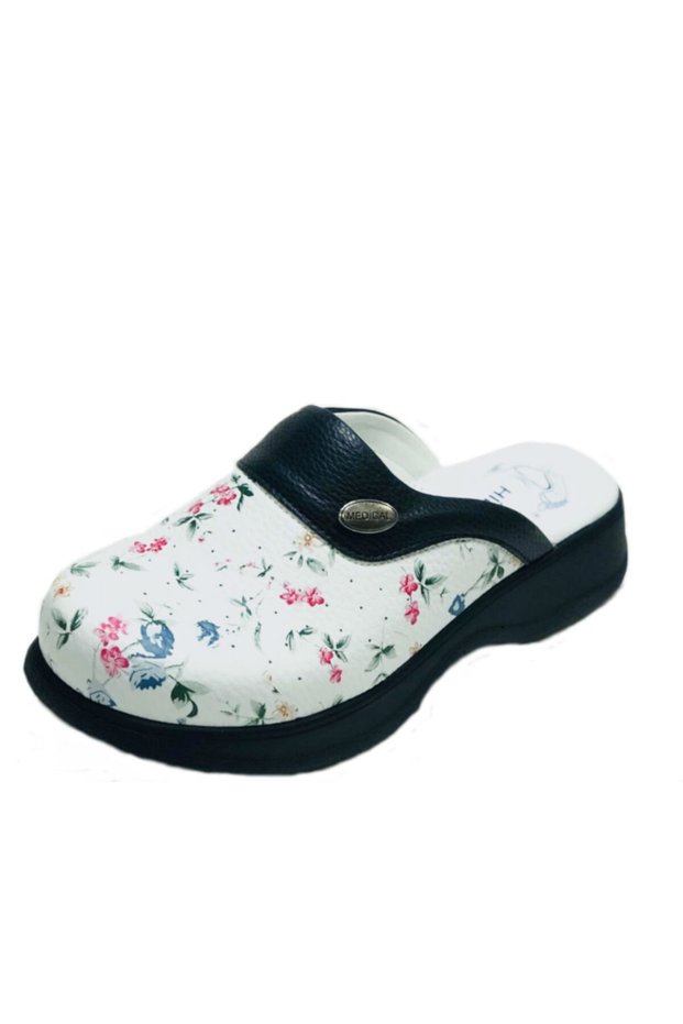 Orthopedic Sabo Slippers Doctor Nurse Hospital Slippers Navy Blue Buckle Floral