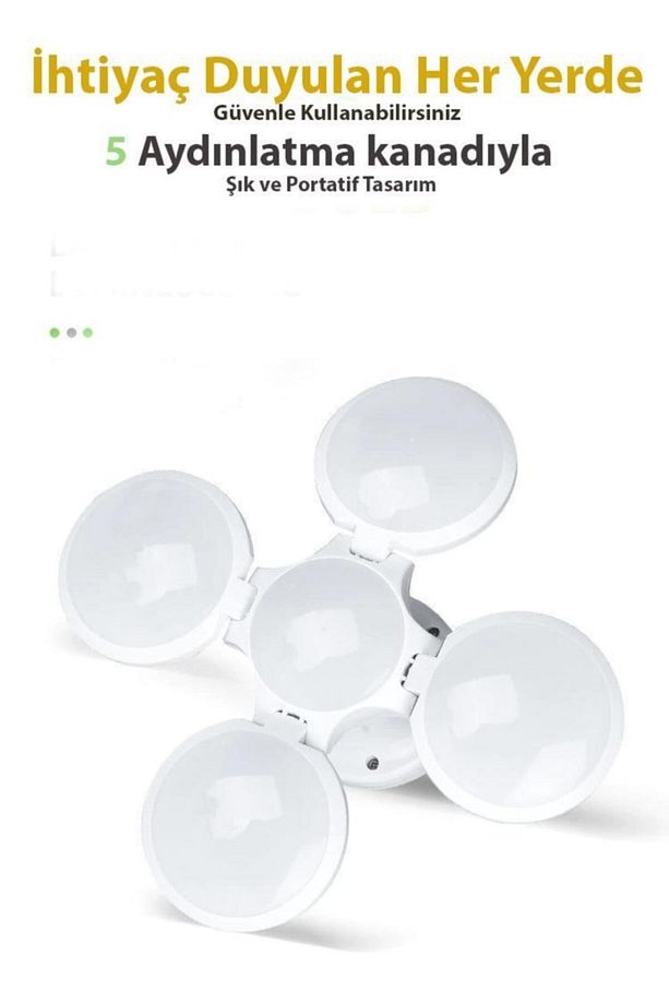 Solar Güneş Enerji Ve Usb Sarjlı 5 Kanatlı Bahçe Aydınlatma Led Askılı Pratik Kamp Lamba - 7