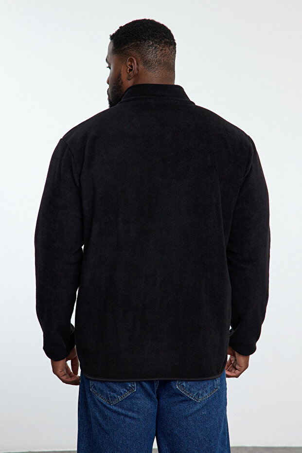 Čierna veľká fleecová mikina proti žmolkovaniu – stojačik Tmnaw25Ao00020 - 5