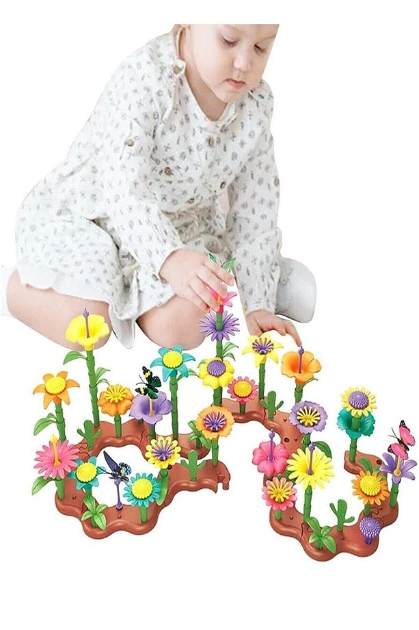 104 Parça Bahçe Çiçek Yapım Seti Eğitici Oyuncak Çiçek Bahçesi Yapı Blokları Yapboz Bul Tak Puzzle - 6