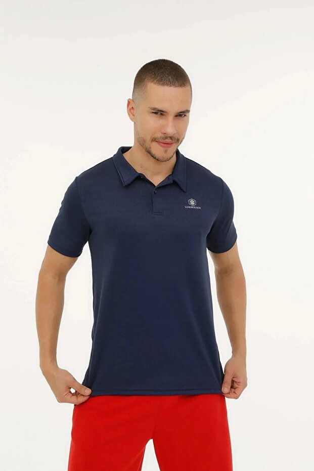 Ct461 Men's T-shirt with Collar - Navy Blue