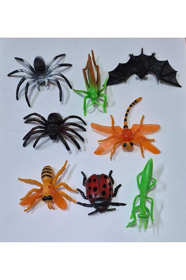 Böcek Çekirge Arı Yarasa Örümcek Uğur Böceği Peygamberdevesi Tarantula Oyuncak Büyük Hayvan 8 Set - 3