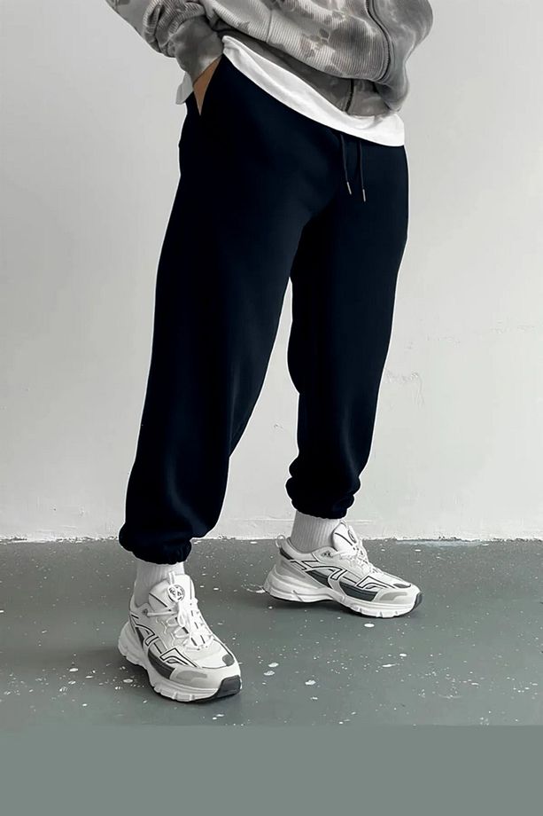 Unisex 2ip Lacivert Örme Kumaş Eşofman Altı - 1